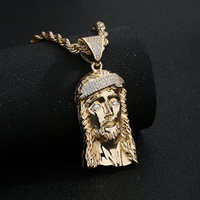 Colgante de Cabeza de Jesús de Latón Chapado en Oro de 14K Personalizado, Estilo Hip Hop, Directo de Fábrica, con Circonitas Cúbicas (CZ) Heladas, Dijes para Collar de Jesús