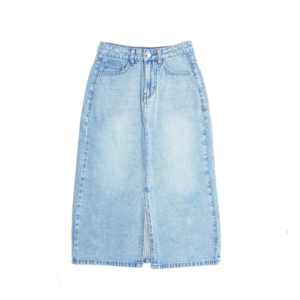 8853 Highwaist Light Blue Denim Midi <b>Skirt</b>-<b>Summer</b>/Spring Modest Feminine Style Washable & Color Fade Proof - Product Image 2