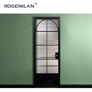 Puerta Francesa de Doble Hoja ROGENILAN con Rejilla, Vidrio Esmerilado de una Sola Hoja, Interior de Aluminio con Cerradura, Puertas Batientes - Product Image 4