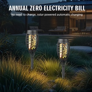 Nhà máy trực tiếp 12 LED năng lượng mặt trời ánh sáng sân vườn nhấp nháy ngọn lửa Con Đường cỏ đèn cho trang trí sân vườn - Product Image 5