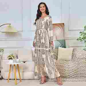 Vente en Gros Moyen-Orient Nouveau Imprimé Abaya Arabe Style Ethnique Décontracté Musulman Longue Robe Robe - Product Image 1