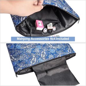 Sac vide pour tuiles de mahjong, adapté aux tuiles de mahjong américaines de taille standard de 1,2 pouces, sac imprimé bleu épaissi - Product Image 3