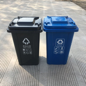 Municipal property outdoor trash cans, 80L <b>plastic</b> wheeled recycling bins, thickened 80L <b>plastic</b> bins manufacturer - Product Image 1