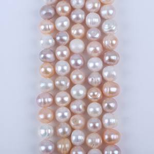 Perles d'eau douce naturelles en vrac de 18 cm, 9-10 mm, blanc, violet et couleurs mélangées, accessoires de bijoux DIY - Product Image 2