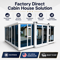 Casa Contenedor Modular Prefabricada Moderna Totalmente Blanca con Estructura de Acero - Casa Pequeña Expandible con Ventanas de Piso a Techo para Uso en Villas y Tiendas