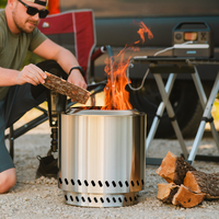 Dégagement personnalisé en acier inoxydable foyer en pierre cuisine meubles de jardin bois brûlant OEM pour Camping aventures