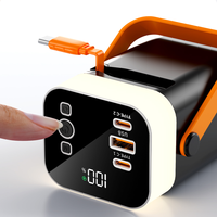 Batterie externe 20000mAh en PVC Li-Polymère avec câble Type-C rétractable, charge rapide 22.5W, chargeur portable, lumière d'ambiance, poignée de transport