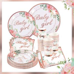 Ensemble d'assiettes en papier jetables personnalisées Microstar assiettes de fête tasses serviettes ensembles ensemble de vaisselle de fête Kits de fournitures de fête assiettes - Product Image 4