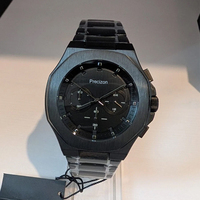Montre chronographe à quartz pour homme en acier inoxydable avec cadran en cristal, boîtier et bracelet intégrés, aiguilles lumineuses, design tendance