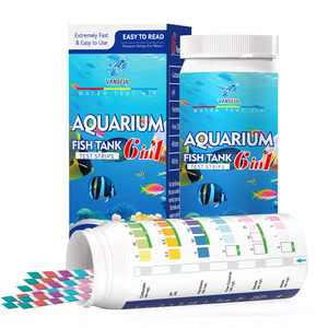 Bandelettes de test d'<span class=keywords><strong>aquarium</strong></span> 6 en 1, kit de test de la qualité de l'eau pour surveiller l'eau douce et salée, nitrate, <span class=keywords><strong>nitrite</strong></span>, pH, dureté - Product Image 2