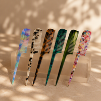Newyeah Vintage Custom Logo Tortoiseshell Wide Tooth Portable Anti-static Acetate Teasing Tail Salon Professional Styling Comb