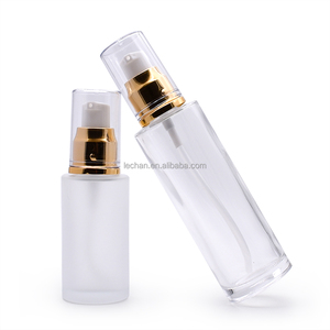 Bouteille de lotion en verre givré à vis à épaule plate 100ml avec pompe à lotion or argent - Product Image 4