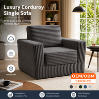 Canapé individuel inclinable carré en chenille avec rembourrage intégral en éponge, design moderne, canapé compressé pour salons d'hôtels et de villas