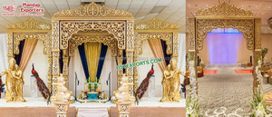 Impresionante Mandap de Boda con Diseño de Pavo Real, Estilo Alemán, Mandap de Boda Hindú con Pavo Real Tallado en Dorado, en Venta en el Reino Unido - Product Image 6
