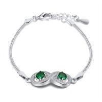 Mode féminine Bracelet pierre vert émeraude de haute qualité Bracelet connecté chaîne à la main
