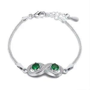 Damenmode Hochwertiges smaragdgrünes Stein armband Hand ketten verbundenes Armband