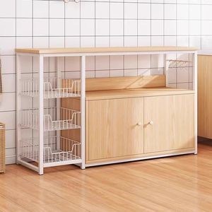 Robusto Armadio Multistrato in Metallo per Cucina con <span class=keywords><strong>Ripiani</strong></span> in Legno e Ante per Organizzazione di Microonde, Alimenti e Dispensa - Product Image 3
