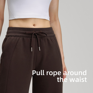 Conjunto Deportivo Lu con Forro Polar, Sudadera con Cierre y Cuello Alto, Chaqueta de Algodón, Pantalones de <span class=keywords><strong>Yoga</strong></span> Anchos con Cordón, Conjunto de 2 Piezas - Product Image 5