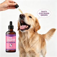 Collagène liquide premium pour chiens de race spéciale, pour articulations, peau, pelage, os, système immunitaire et hanches - Supplément OEM