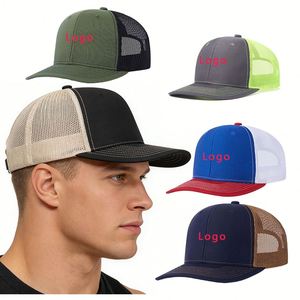 Mens Structured Mesh Baseball Cap Adjustable Classic Factory High Quality Custom Logo <b>Hat</b> Blank Trucker <b>Hats</b> - Product Image 1