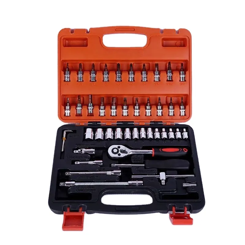 chrome vanadium 1/4 inch 46pcs Professional Home Heavy Duty Car Repairing Tools Box Set Mechanic