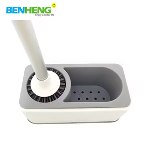 Ensemble de brosse de toilette en caoutchouc à montage mural moderne avec station de stockage, nettoyage en profondeur et en douceur, gain de place, accessoires de salle de bain - Product Image 4