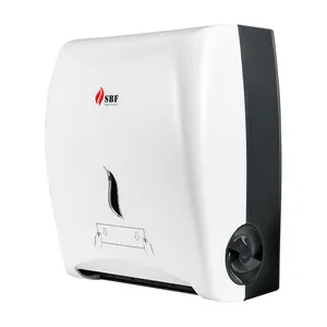 Custom logo plastic wall mounted auto cut jumbo roll tissue paper towel dispenser with lock