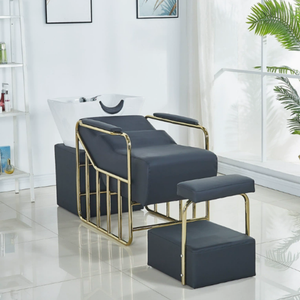 Lit de lavage moderne en acier inoxydable pour salon de coiffure avec <span class=keywords><strong>bac</strong></span> de lavage et cuvette de lavage arrière pour barbier - Product Image 2