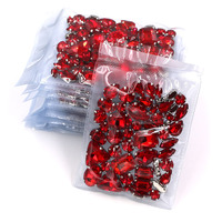 Perles en strass rouges de luxe en verre à motifs 3D, à dos plat, non thermocollantes, à coudre, formes et tailles variées, pour vêtements de mode, bijoux, t-shirts, 6 mm