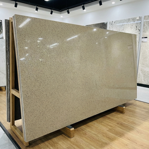 Plan de travail en pierre artificielle polie jaune à étoiles de cristal OEM d'usine, dalle de quartz pour îlot de cuisine, salle de bain - Product Image 3