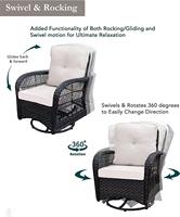 Ensemble de chaises de patio à bascule, planeur pivotant, table d'appoint OEM, rotin d'extérieur en métal PE, 3 pièces, jardin, relaxation, bistro, 2 chaises et 1 chaise