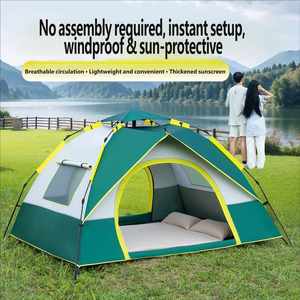 Carpa de Camping para Exteriores, Una Habitación, 3-4 Personas, Apertura Rápida Automática, Revestimiento de Protección Solar Negro, 1000 mm, Impermeable, Para Todas las Estaciones, Venta al Por Mayor - Product Image 2