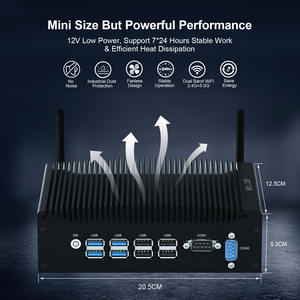 Hystou Mini PC industriel de bureau à faible consommation, passerelle Ethernet Gigabit IoT, graphismes UHD, 32 Go double DDR4, large plage de températures H - Product Image 3