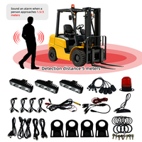 Lampu Peringatan Kamera Pintar Forklift Radar Mundur Anti-Interferensi 12V IP67 Tahan Air Merah+Biru 3000 Lm Suara Peringatan Tabrakan