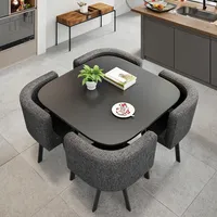 Ensemble de salle à manger de luxe de haute qualité pour les clients, avec tables et chaises en bois et en pierre, mobilier de restaurant pour barbecue sans fumée