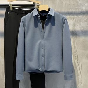 <span class=keywords><strong>Camicia</strong></span> Casual <span class=keywords><strong>Nera</strong></span> Trendy di Alta Gamma Effetto Due Pezzi per Uomini Giovani, Stile Coreano Vintage <span class=keywords><strong>Slim</strong></span>-<span class=keywords><strong>fit</strong></span> a Maniche Lunghe Autunnale con Perline, Senza Stiratura - Product Image 3