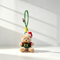 Porte-clés en peluche ours de Noël saisonnier avec pull tricoté à la main, mascotte renne fantaisie pour cadeau de Noël dans le bas de la cheminée