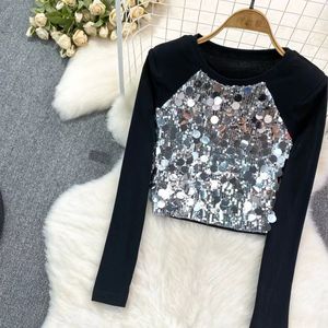 Hauts à manches longues pour femmes tshirts à paillettes femmes <span class=keywords><strong>bling</strong></span> <span class=keywords><strong>bling</strong></span> tops - Product Image 1