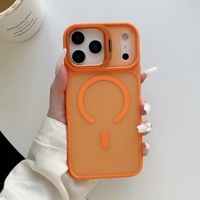 Coque de téléphone magnétique mate avec cadre d'objectif en métal et béquille pour iPhone 17 Pro Max, protection antichoc et anti-rayures