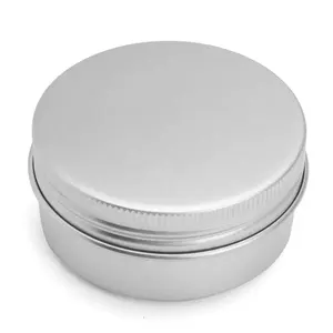 Empty Refillable Bottles Aluminum Round Tin Cans Box Silver Cream Jar Pot Case Screw Thread Lid Lip