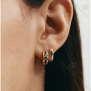 Gemnel personalizado nuevo alta calidad Vintage 18K chapado en oro tinta textura aros pendientes joyería Mujer - Product Image 3