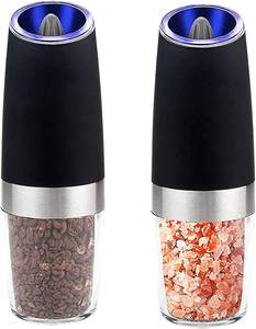 Moulin à poivre électrique Kingze en métal à gravité, rechargeable par USB, ensemble moulin à <span class=keywords><strong>sel</strong></span> et poivre noir avec lumière bleue pour <span class=keywords><strong>restaurant</strong></span> - Product Image 3