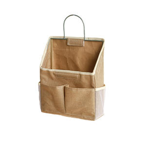 Sac de rangement mural en coton et lin, rectangulaire, sans perçage, pour l'organisation de la salle de bain, de la cuisine et de la chambre - Product Image 1