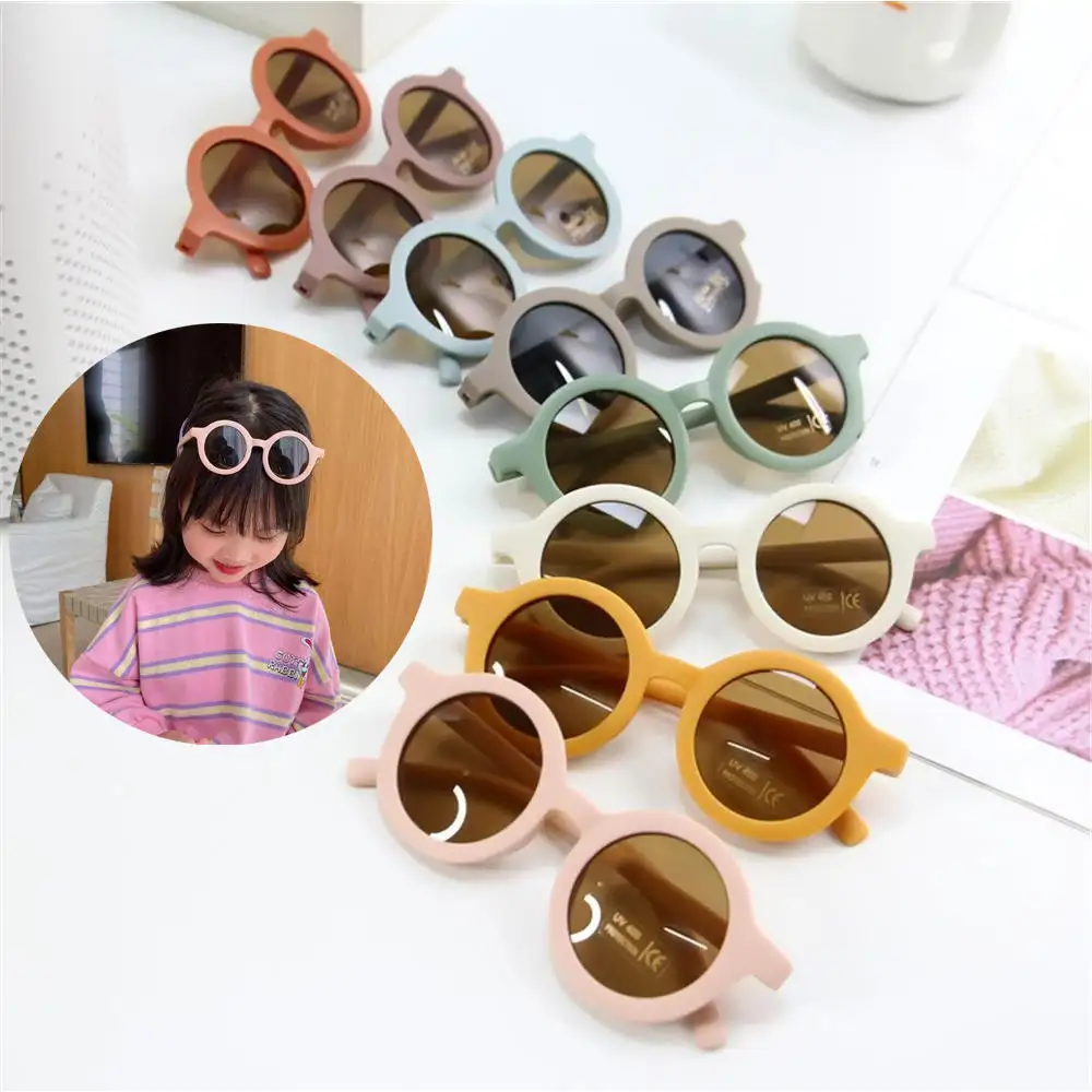 Hot sale Fashion Children's sunglasses Infant's Retro Solid Color Ultraviolet-proof Round Convenience Glasses For Kids sunglass