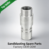 Buse de sablage pneumatique en acier au tungstène avec manchon en aluminium, alésage 6 mm, diamètre extérieur 35 mm, hauteur 125 mm, pour sablage à air comprimé