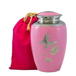 Adult Sunshine Cremation Urn Pink with Lovely Silver Butterfly urns for cremation western style funeral urns