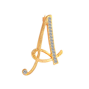 Personalidad creativa Simple 26 letras inglesas broche de diamantes mujeres moda geométrica ramillete suéter abrigo Pin Accesorios - Product Image 1