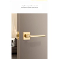 Poignée de porte magnétique silencieuse en alliage de zinc doré, style américain moderne, design simple, quincaillerie intérieure universelle