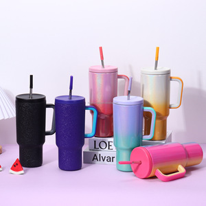 Taza aislada de acero inoxidable 304 de gran capacidad con mango de doble color 40 oz Rainbow Gradient Ice <span class=keywords><strong>Bully</strong></span> Cup Office Cup - Product Image 1