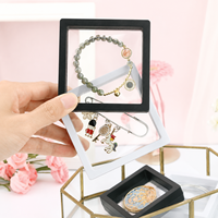 Boîte de présentation flottante transparente en membrane PE pour bijoux, cadre d'emballage personnalisé avec logo pour bague, boucles d'oreilles, collier, bracelet, cadeau de bijoux